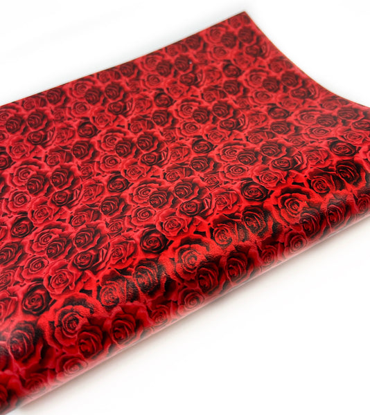 Red Roses - Printed Smooth Faux Leather