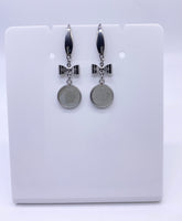 Cabochon Blank Bow Design Silver Dangle Earrings (12mm & 14mm) - 10pcs