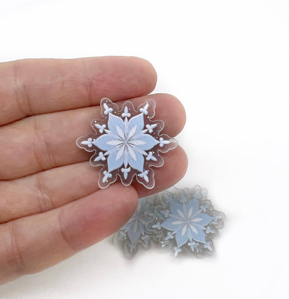 Snowflake Glitter Resin Flatbacks - 5pcs