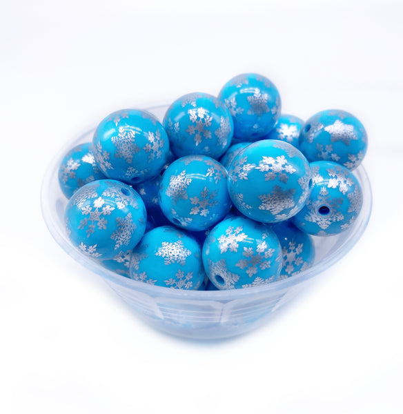 20mm Chunky / Bubblegum Beads - SNOWFLAKE PATTERN
