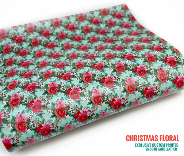 Christmas Floral - Exclusive Custom Printed Smooth Faux Leather