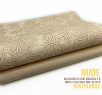 Floral Embossed and Matching Smooth Faux Leather Mini Bundle Pairs - $1.50 per sheet!