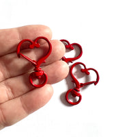 Powder coated Heart shape lobster clasp key rings - 10pcs
