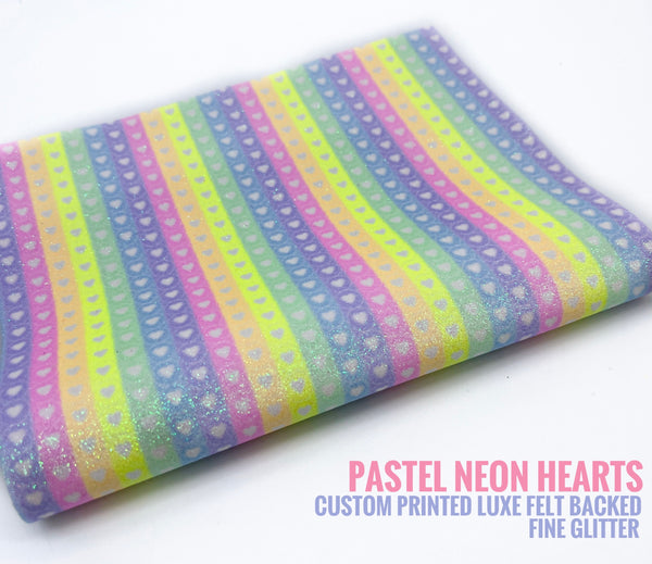 Pastel Neon Hearts - Exclusive GG Print Luxe Fine Glitter