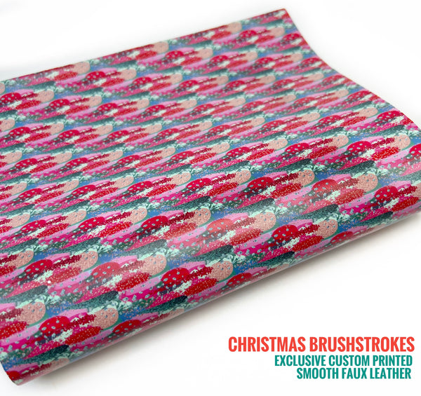 Christmas Brushstrokes - Exclusive Custom Printed Smooth Faux Leather