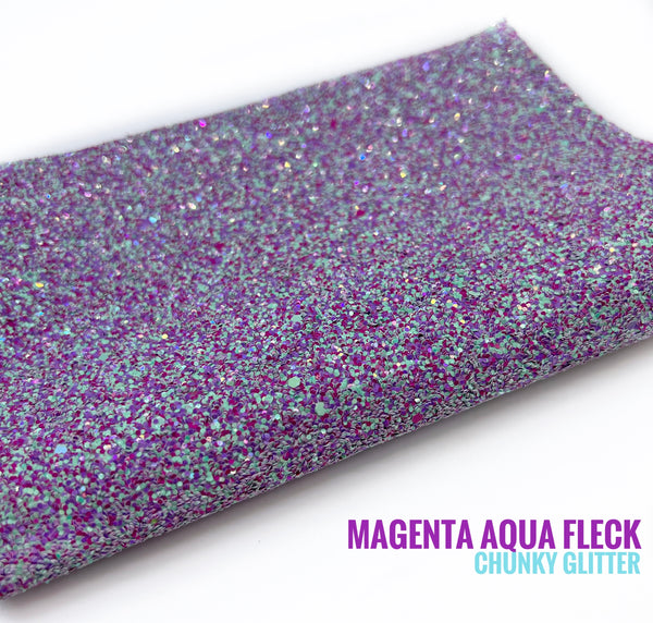 Magenta Aqua Fleck Chunky Glitter