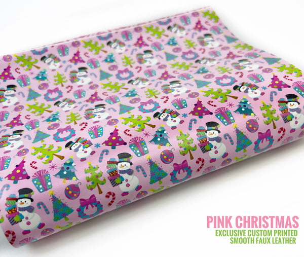 Pink Christmas - Exclusive Custom Printed Smooth Faux Leather