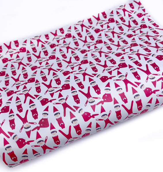 Red Cheeky Elf (Elf on the Shelf) - Custom Print Smooth Faux Leather