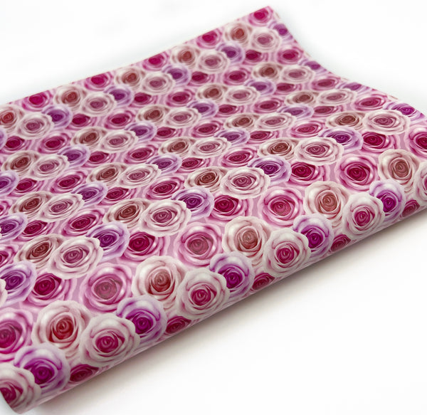 Pink Roses - Exclusive Custom Printed Smooth Faux Leather