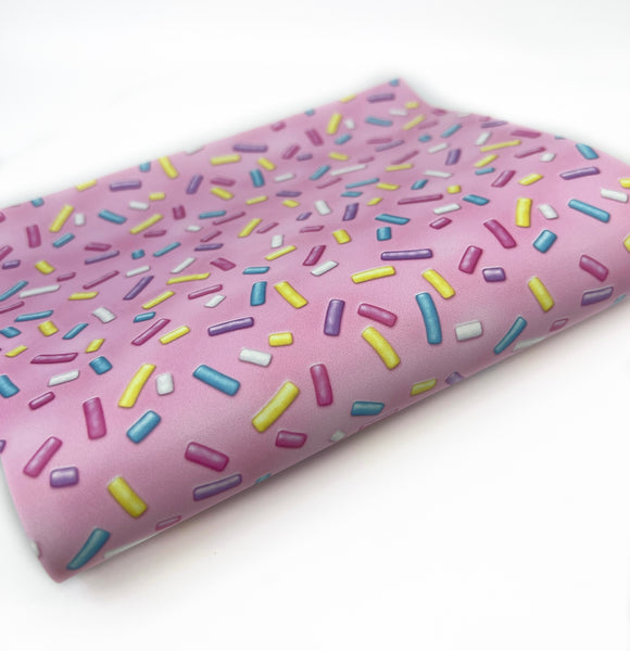 Sprinkles on Pink - Printed Smooth Faux Leather
