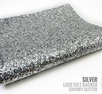 Silver - Luxe Felt Backed Chunky Glitter