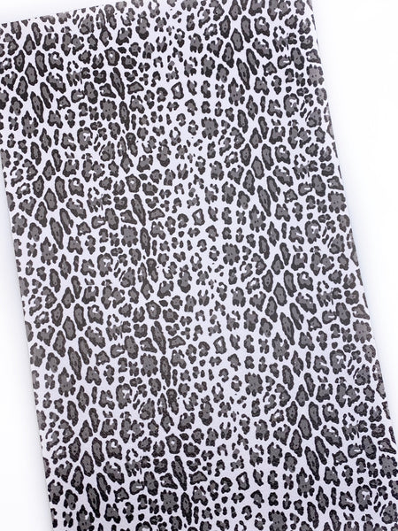 Snow Leopard -  Printed Litchi Faux Leather