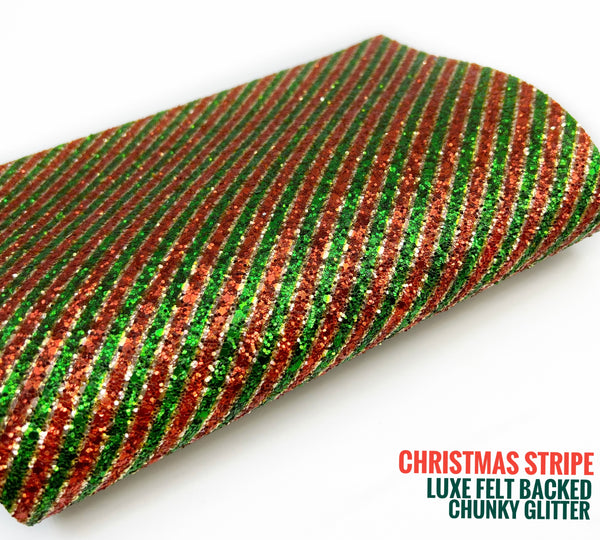 Christmas Diagonal Stripe -  Luxe Felt Backed Chunky Glitter