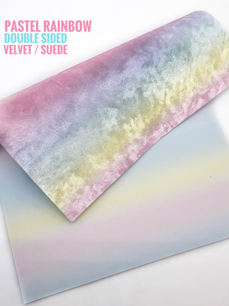 Pastel Rainbow Double Sided Velvet & Suede