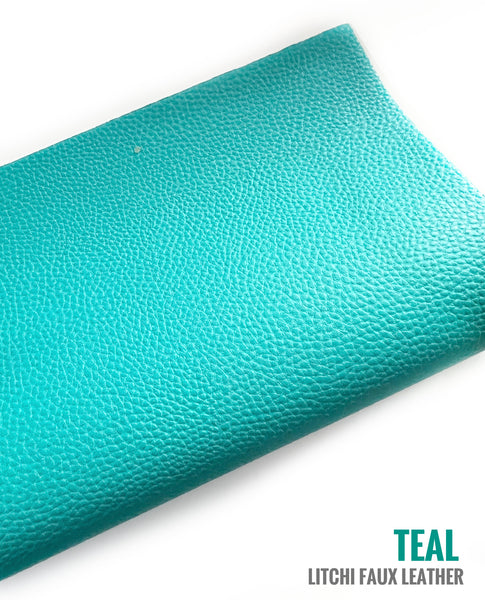 Teal Litchi Faux Leather