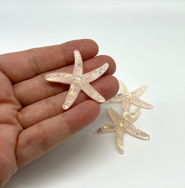 Glitter Resin Starfish Embellishments - 5pcs