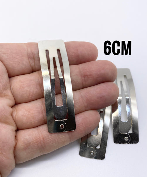 Silver Rectangle Snap Clips - 6cm