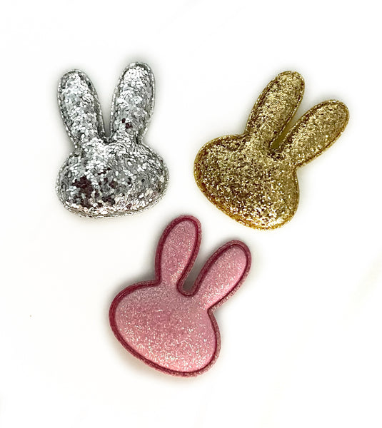 Glitter Padded Rabbit Heads - Slimmer style - 6pcs