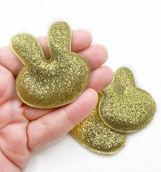 Glitter Padded Rabbit Heads - Rounder style - 6pcs