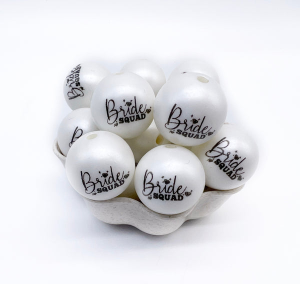 20mm Chunky / Bubblegum Beads - Exclusive BRIDE SQUAD PRINT - 10pcs
