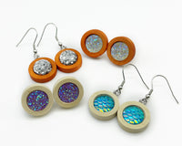Cabochon Wooden Dangle Style Earrings (12mm) - 10pcs