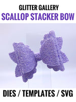 Scallop Stacker Bow- Large. 4 inch / 10.16cm TEMPLATE